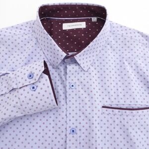 7 Diamonds Mens Button Up Shirt Purple Healing Tide Geometric Floral Stretch XL